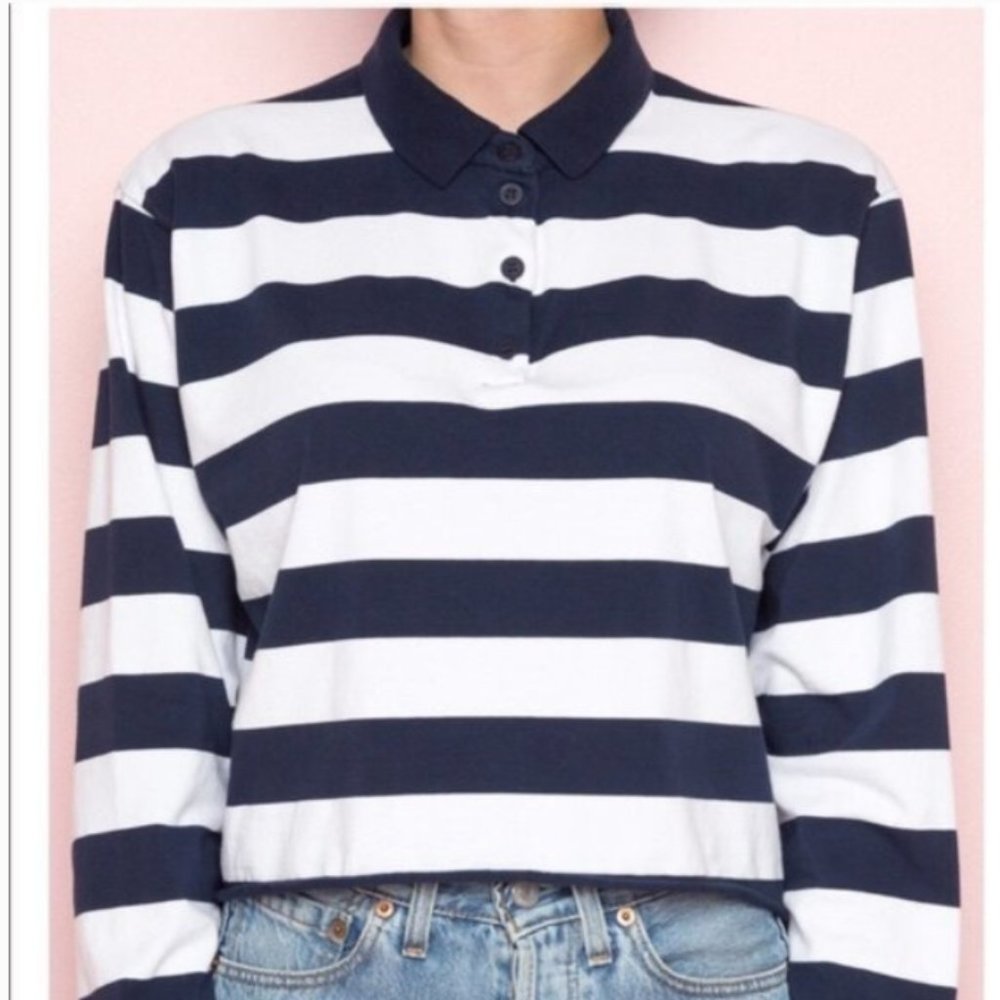Brandy Melville blue stripe collared shirt